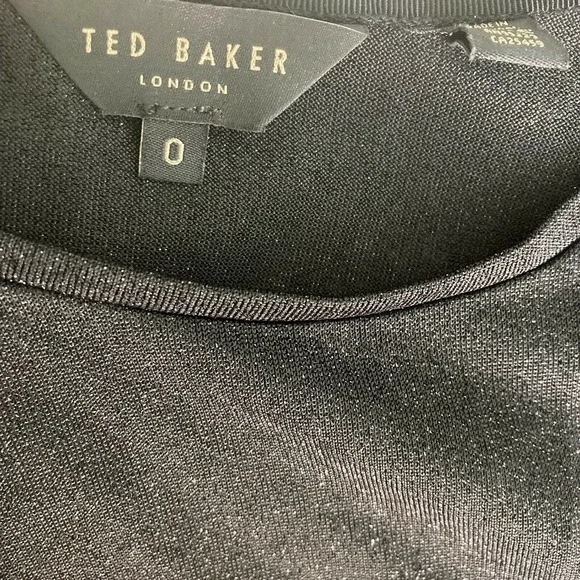 Ted Baker London Blouse Womens Size 0 Asymmetric Black Shimmer Sparkle - Picture 4 of 14